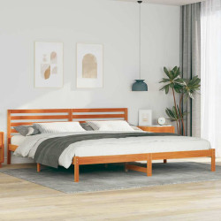 Estrutura da cama com cabeceira marrom cera 180 x 220 cm