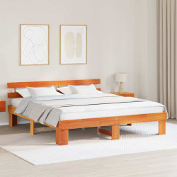 Estrutura da cama com cabeceira marrom cera 180 x 200 cm