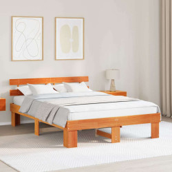 Estrutura da cama com cabeceira marrom cera 160 x 200 cm
