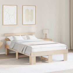 Estrutura da cama com cabeceira natural 135 x 190 cm