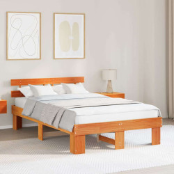 Estrutura da cama com cabeceira marrom cera 120 x 190 cm