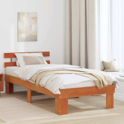 Estrutura da cama com cabeceira marrom cera 75 x 190 cm