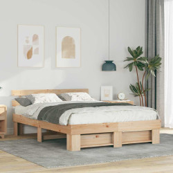 Estrutura da cama com cabeceira castanho 140 x 200 cm