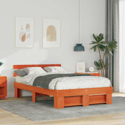 Estrutura da cama com cabeceira marrom cera 135 x 190 cm