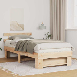Estrutura da cama com cabeceira castanho 90 x 200 cm