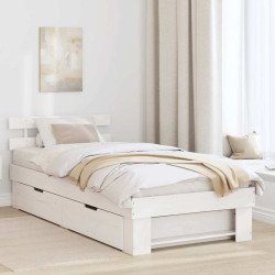 Estrutura da cama branco 80 x 200 cm madeira de pinheiro sólida