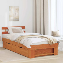 Estrutura da cama com cabeceira marrom cera 75 x 190 cm