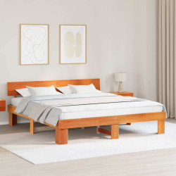 Estrutura da cama com cabeceira marrom cera 180 x 200 cm