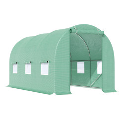 Estufa de Cultivo para Terraço ou Jardim – Cor Verde – Tubo Aço e PE 140g/㎡ - 450x200x200 cm