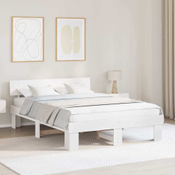 Estrutura da cama com cabeceira branco 140 x 200 cm