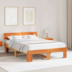 Estrutura da cama com cabeceira marrom cera 140 x 200 cm