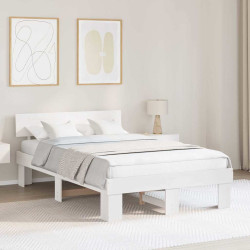 Estrutura da cama com cabeceira branco 140 x 190 cm
