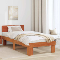 Estrutura da cama com cabeceira marrom cera 75 x 190 cm