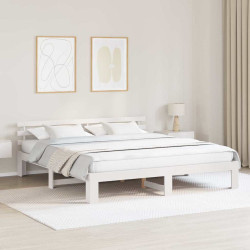 Estrutura da cama com cabeceira branco 200 x 200 cm