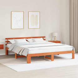 Estrutura da cama com cabeceira marrom cera 180 x 200 cm