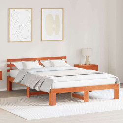 Estrutura da cama com cabeceira marrom cera 160 x 200 cm