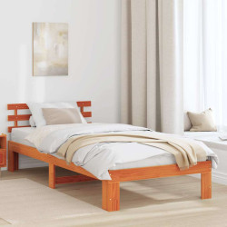 Estrutura da cama com cabeceira marrom cera 75 x 190 cm