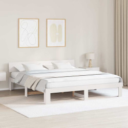 Estrutura da cama com cabeceira branco 200 x 200 cm