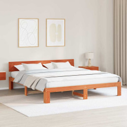 Estrutura da cama com cabeceira marrom cera 200 x 200 cm