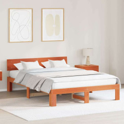 Estrutura da cama com cabeceira marrom cera 150 x 200 cm