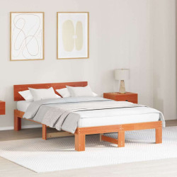 Estrutura da cama com cabeceira marrom cera 140 x 190 cm