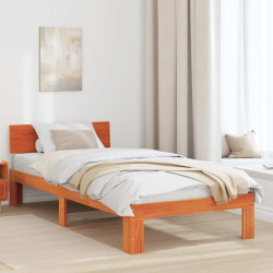 Estrutura da cama com cabeceira marrom cera 90 x 190 cm