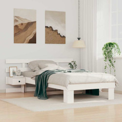 Estrutura da cama branco 80 x 200 cm madeira de pinheiro sólida