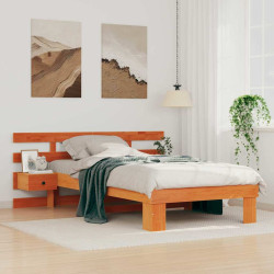 Estrutura da cama com cabeceira marrom cera 75 x 190 cm