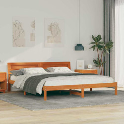 Estrutura da cama com cabeceira marrom cera 180 x 200 cm