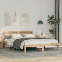 Estrutura da cama com cabeceira castanho 160 x 200 cm