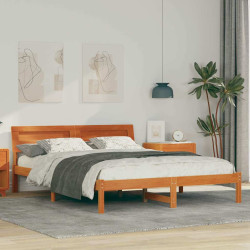 Estrutura da cama com cabeceira marrom cera 140 x 200 cm