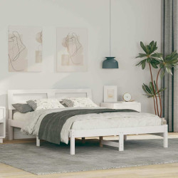 Estrutura da cama com cabeceira branco 120 x 200 cm