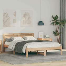 Estrutura da cama com cabeceira castanho 135 x 190 cm