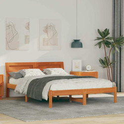 Estrutura da cama com cabeceira marrom cera 120 x 190 cm
