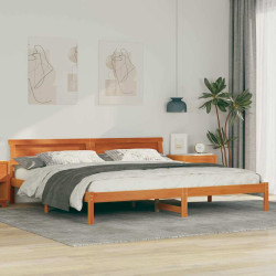 Estrutura da cama com cabeceira marrom cera 180 x 200 cm