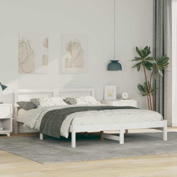 Estrutura da cama com cabeceira branco 160 x 200 cm