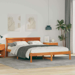 Estrutura da cama com cabeceira marrom cera 150 x 200 cm