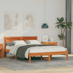 Estrutura da cama com cabeceira marrom cera 140 x 190 cm