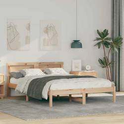 Estrutura da cama com cabeceira castanho 135 x 190 cm