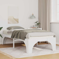 Estrutura da cama branco 80 x 200 cm madeira de pinheiro sólida