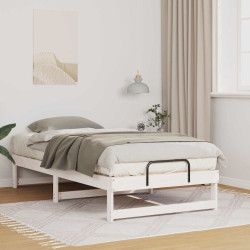 Estrutura da cama branco 75 x 190 cm madeira de pinheiro sólida