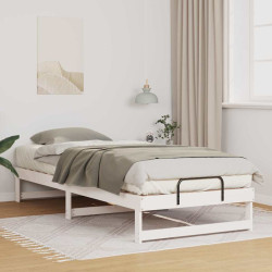 Estrutura da cama branco 80 x 220 cm madeira de pinheiro sólida