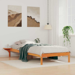 Cama com mesas laterais marrom cera 80 x 210 cm