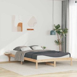 Cama com mesas laterais natural 160 x 210 cm