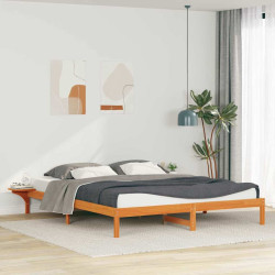 Cama com mesas laterais marrom cera 200 x 210 cm