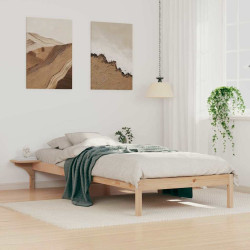 Cama com mesas laterais natural 100 x 220 cm
