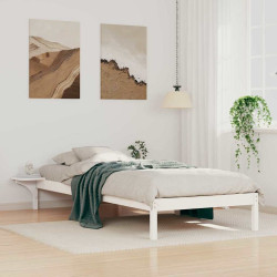 Cama com mesas laterais branco 100 x 220 cm