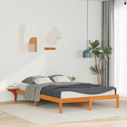 Cama com mesas laterais marrom cera 160 x 220 cm