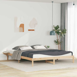 Cama com mesas laterais natural 180 x 220 cm