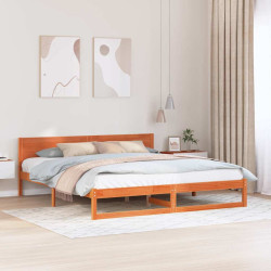 Estrutura da cama com cabeceira marrom cera 200 x 200 cm